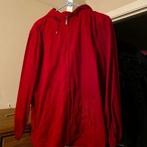 Red rain coat